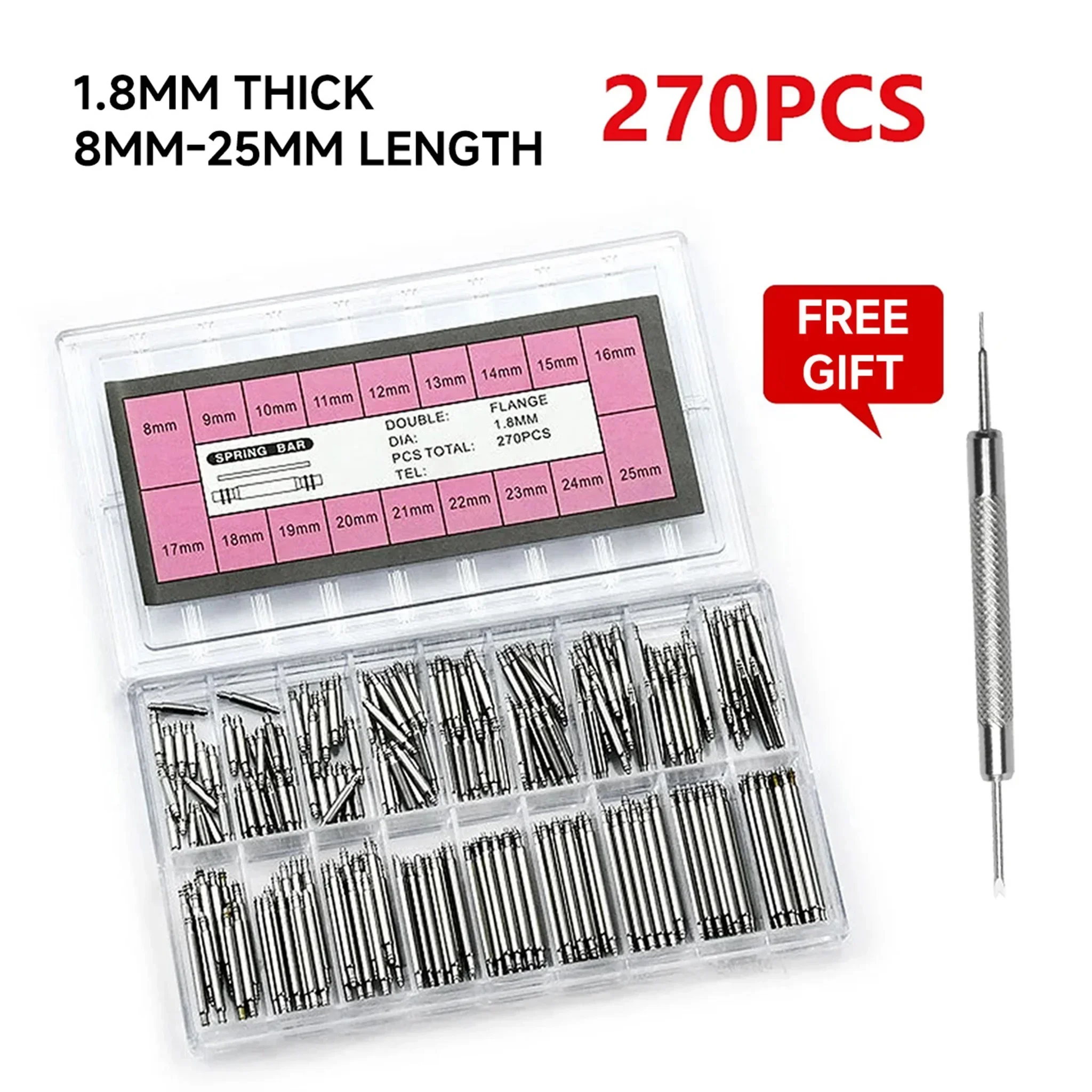 Spring Bar Tool Set - 270 adet/takım Paslanmaz Çelik Yay Çubukları