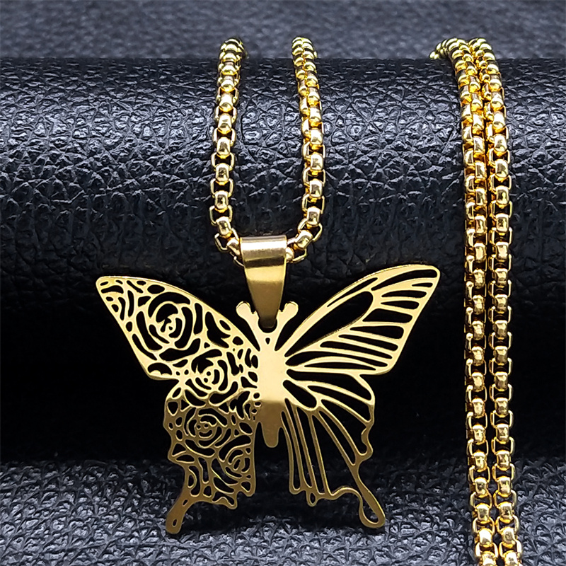 Butterfly Clasp Deployant - Estetik Kelebek Gül Çiçek Kolye Kolye