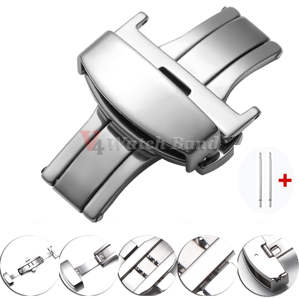 Butterfly Clasp Deployant - Parlak Mat Çift Düğmeli Saat Kayışı