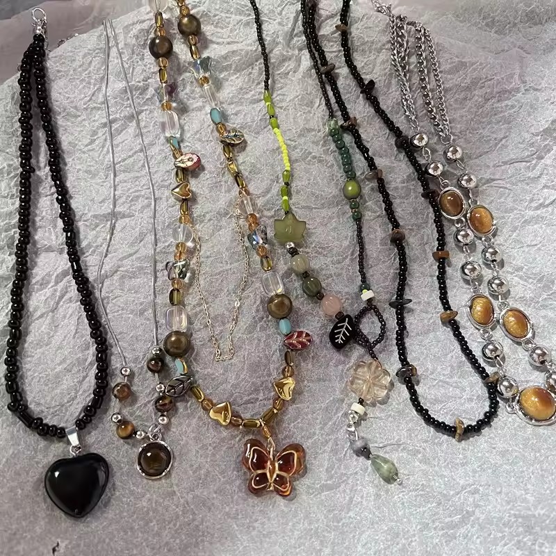 Butterfly Clasp Deployant - Boho Doğal Kaplan Gözü Taşlı Boncuklu