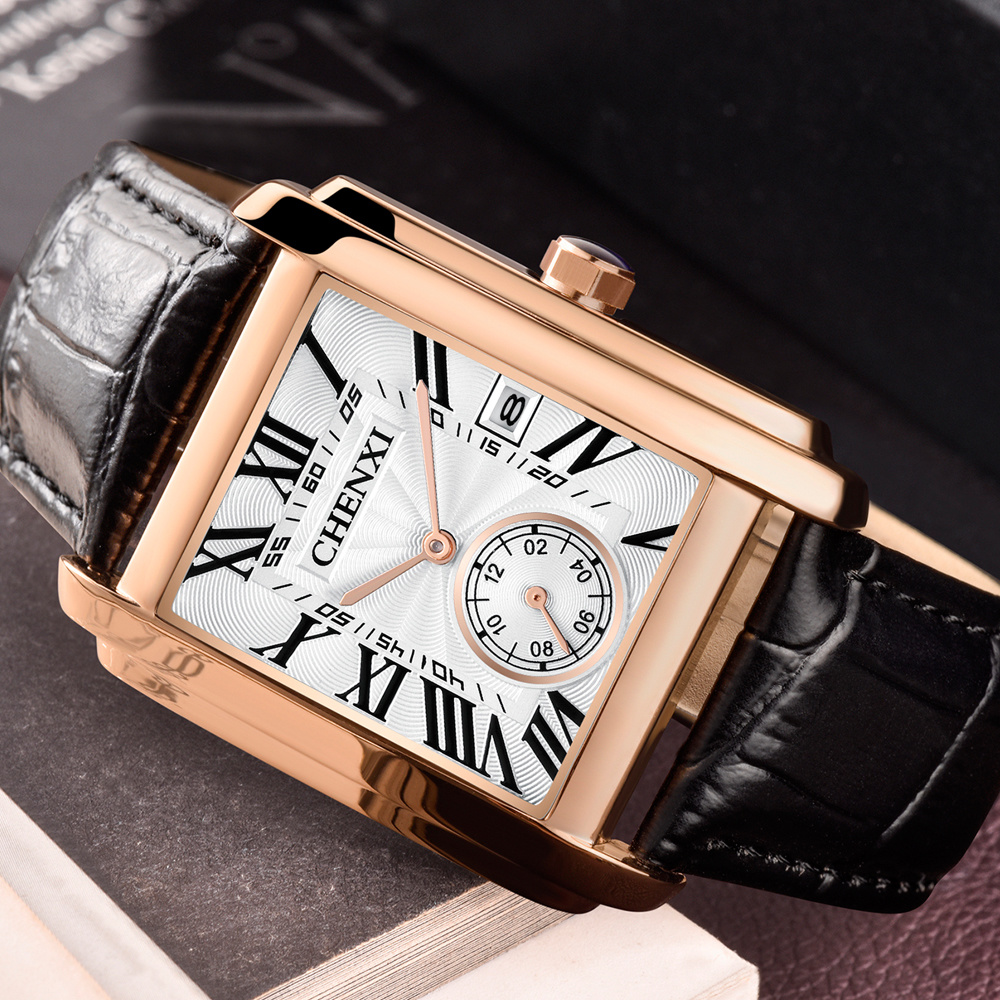 CHENXI 8216 Moda Klasik Kare K - Leather Watch Band Men incelemesi ve fiyatı
