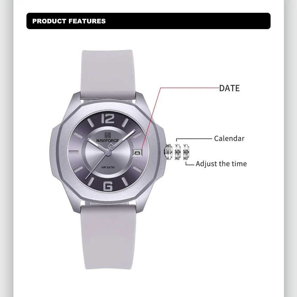 NAVIFORCE 7107 Kadınlar için I - Silicone Band Women incelemesi ve fiyatı